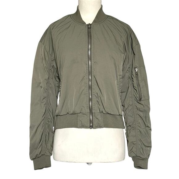 Evereve Flight Bomber Jacket Womens XS in Olive Green - Picture 3 of 13